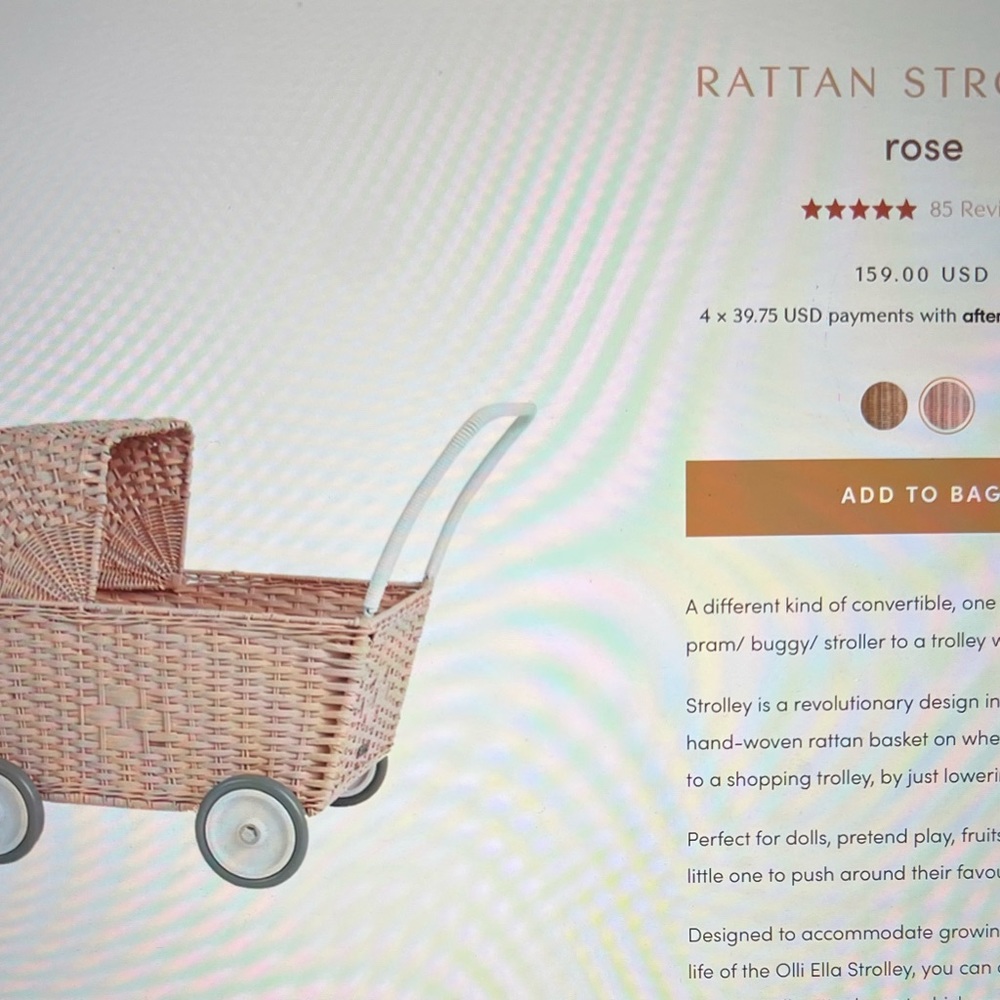 Olli Ella white rattan strolley